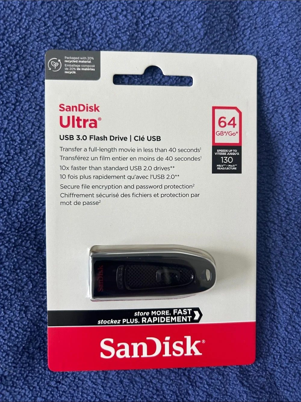 Sandisk Black USB 3.0 Flash Drive - 64GB